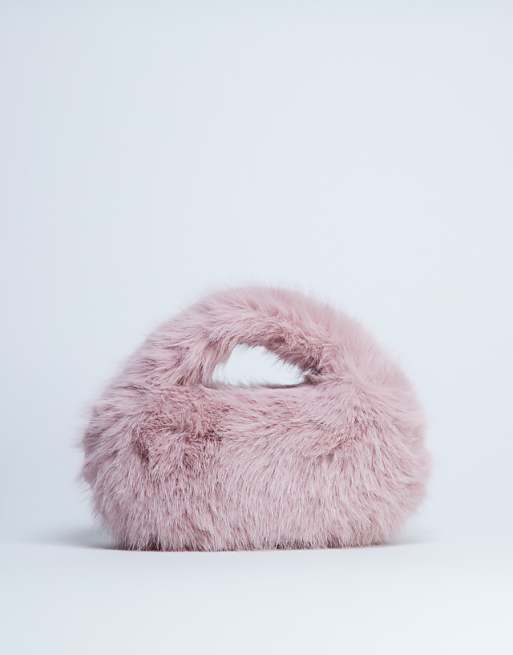 Topshop Gemima faux fur grab bag in pink