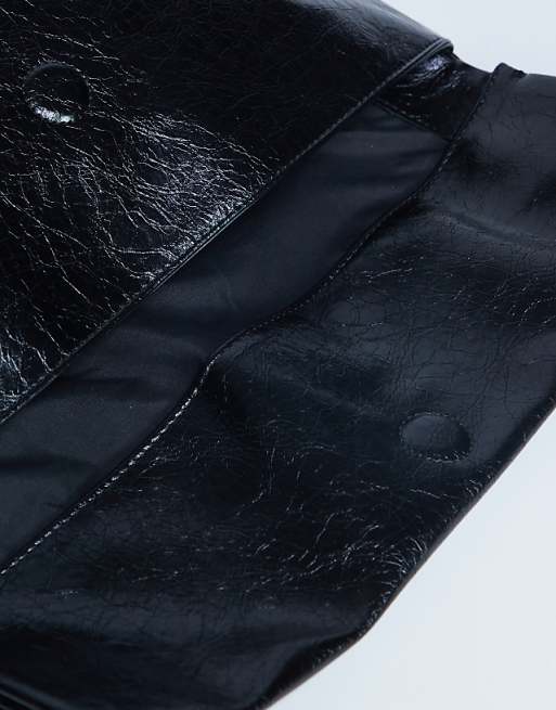 Topshop Georgia Folded Clutch Grab Bag In Black