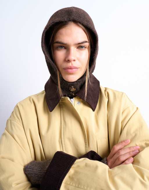Topshop Hayley Button Balaclava In Chocolate