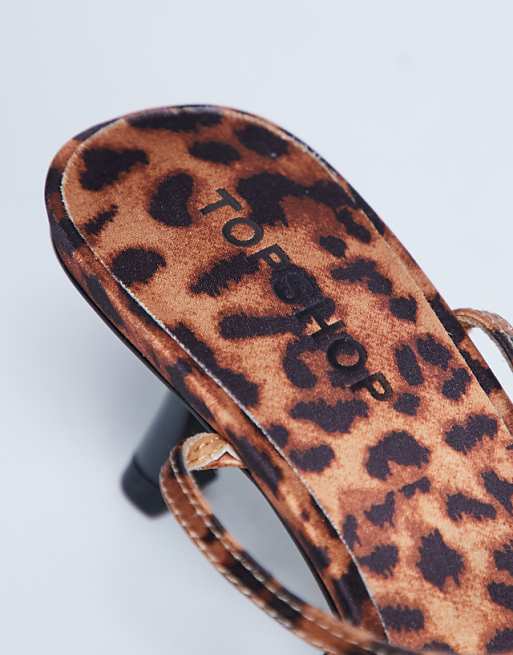 Topshop Ila Toe Loop Mid Heel Sandal In Leopard Print