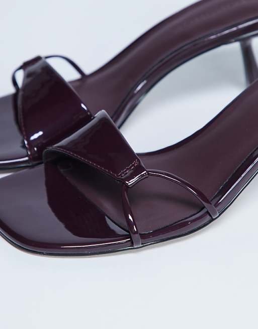 Topshop Ily Patent Heeled Mule In Burgundy
