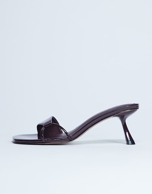 Topshop Ily patent heeled mule in burgundy