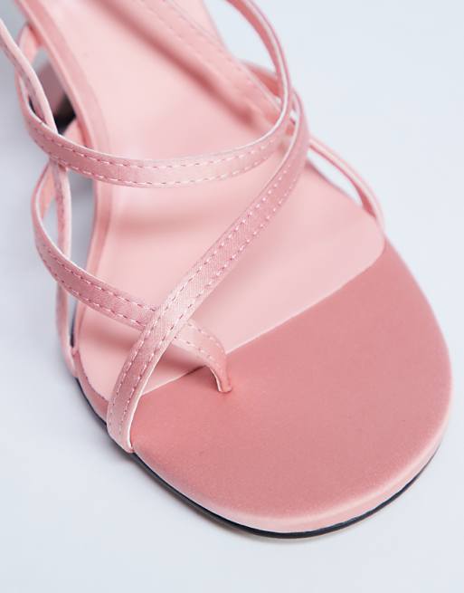 Topshop Indigo Strappy Angled Heel Mule In Peach