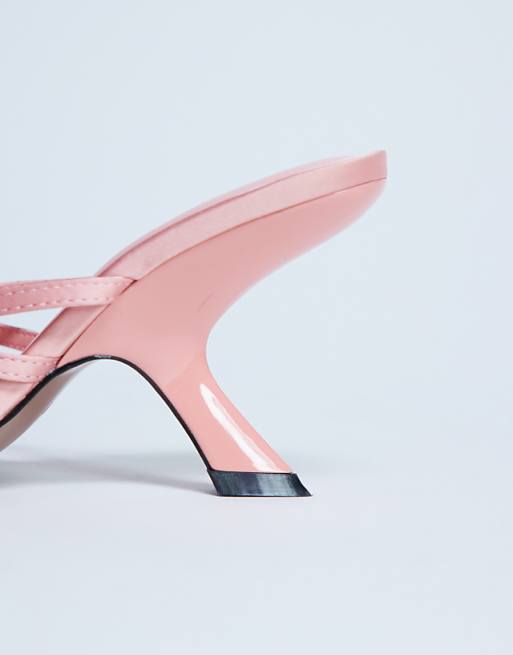 Topshop Indigo Strappy Angled Heel Mule In Peach