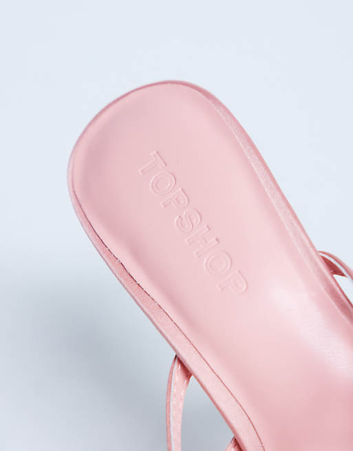 Topshop Indigo Strappy Angled Heel Mule In Peach