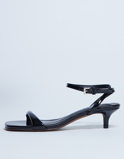 Topshop Irene barely there mid heeled sandal in black