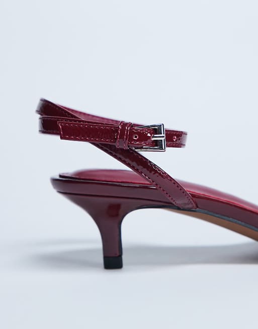 Topshop Irene Barely There Mid Heeled Sandal In Burgundy