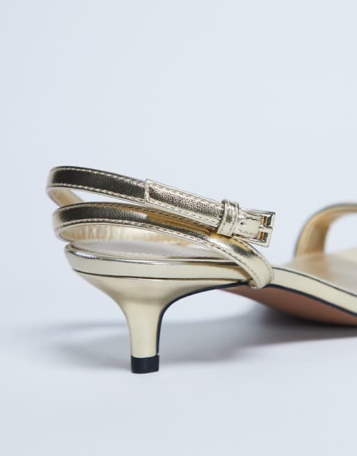 Topshop Irene Barely There Mid Heeled Sandal In Gold