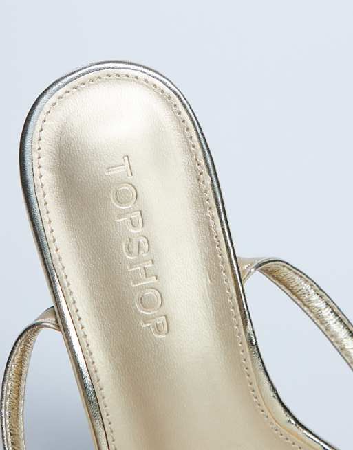 Topshop Irene Barely There Mid Heeled Sandal In Gold