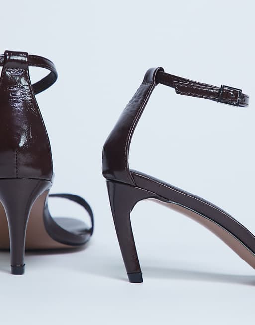 Topshop Isabelle 2 Part Banana Heel Sandal In Chocolate