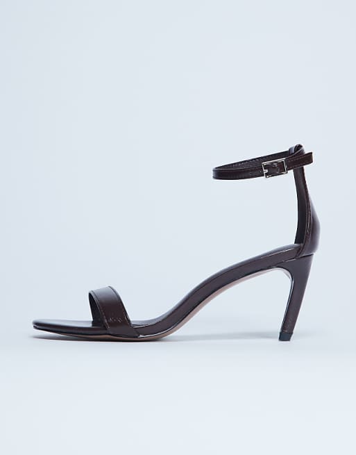 Topshop Isabelle 2 Part Banana Heel Sandal In Chocolate