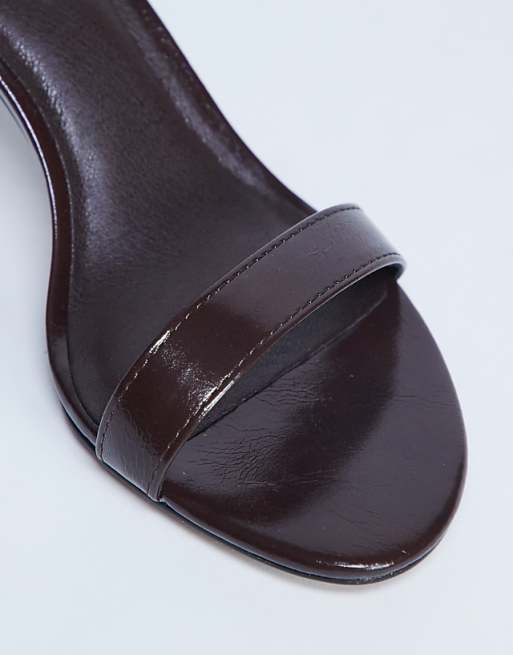 Topshop Isabelle 2 Part Banana Heel Sandal In Chocolate