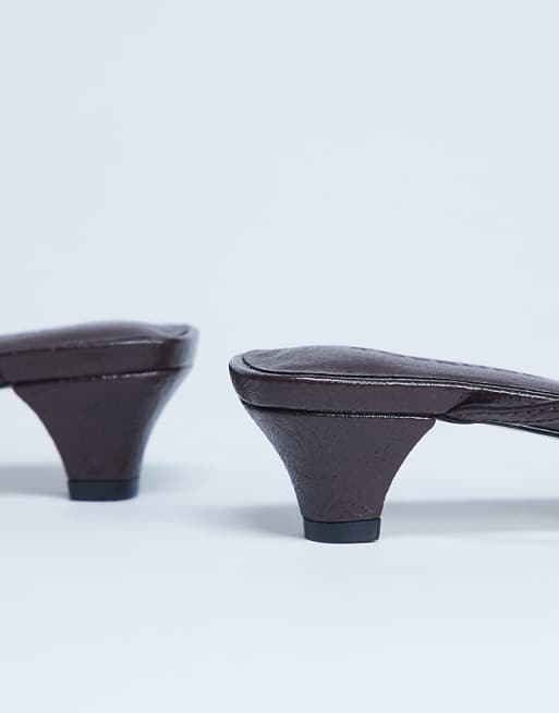Topshop Iva Strappy Kitten Heel Mule In Brown