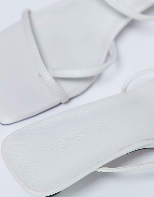Topshop Iva Strappy Kitten Heel Mule In White