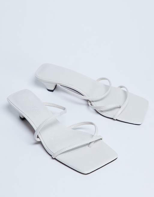 Topshop Iva Strappy Kitten Heel Mule In White