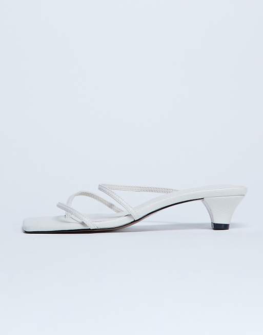 Topshop Iva strappy kitten heel mule in white