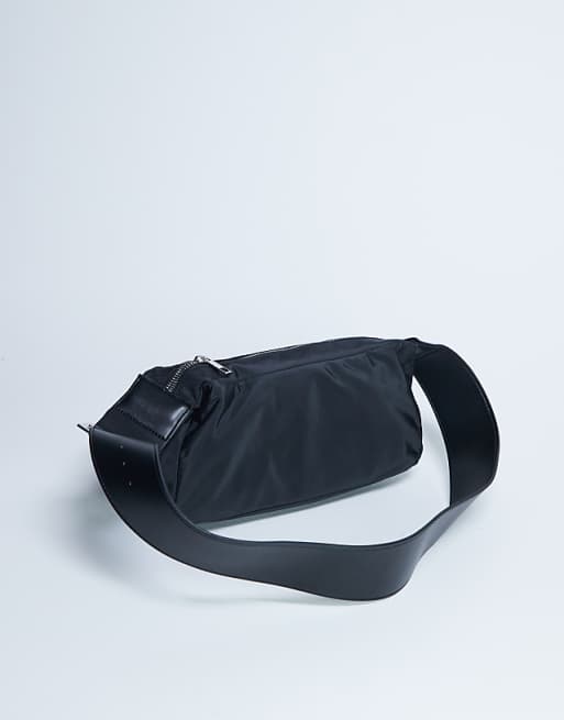 Topshop Kylie Nylon Cross Body With Contrast Strap In Black