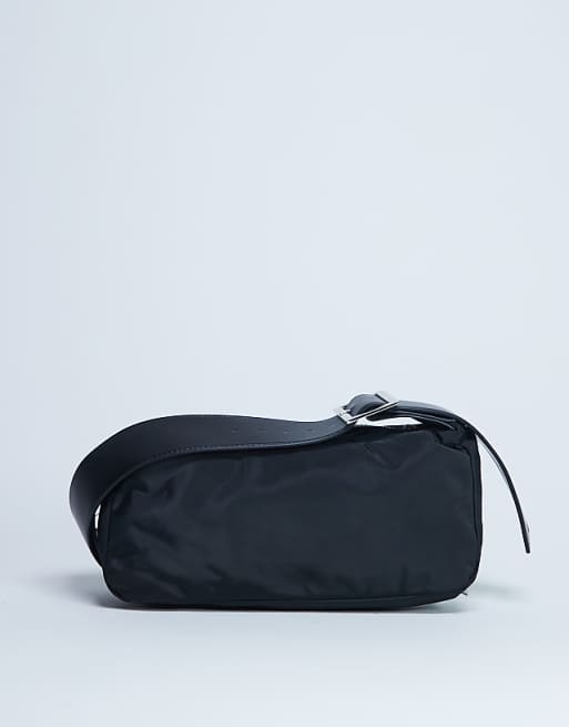 Topshop Kylie nylon cross body with contrast strap in black