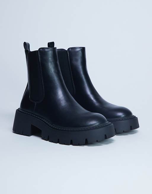 Topshop Layla Chunky Chelsea Boots In Black
