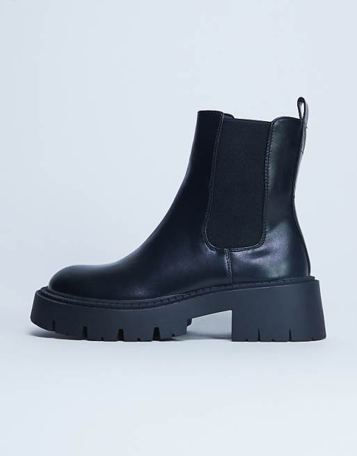 Topshop Layla chunky chelsea boots in black