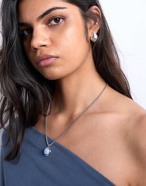 Topshop Madison stainless steel pendant necklace in silver