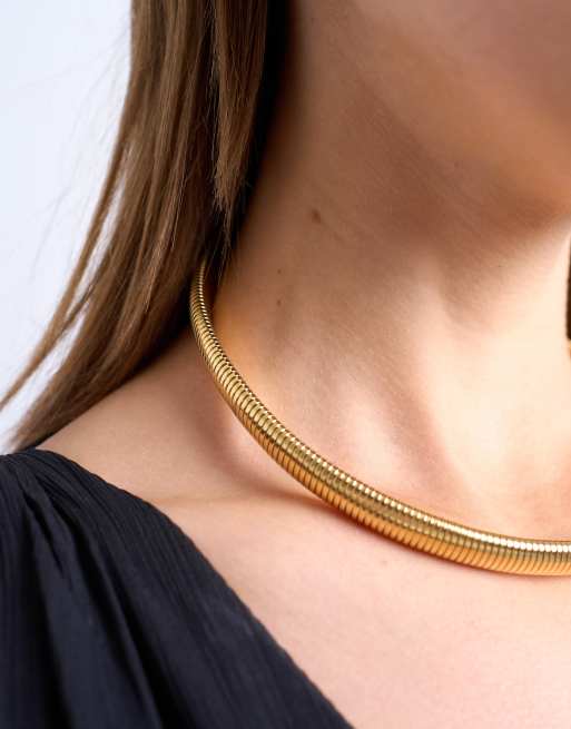 Topshop Matty Waterproof Stainless Steel Necklace In Gold