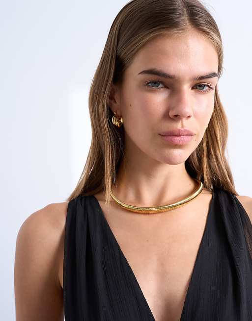 Topshop Matty waterproof stainless steel necklace in gold