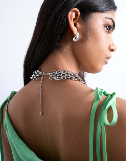 Topshop Mia Statement Necklace In Silver
