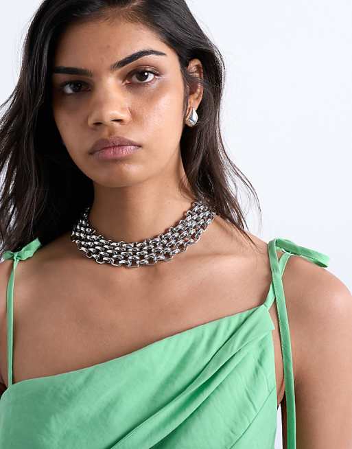 Topshop Mia statement necklace in silver