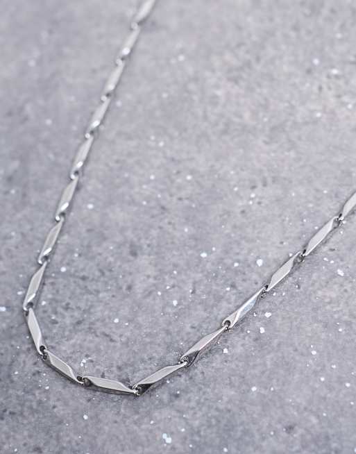 Topshop Morgan Stainless Steel Twisted Long Chain Necklace In Silver