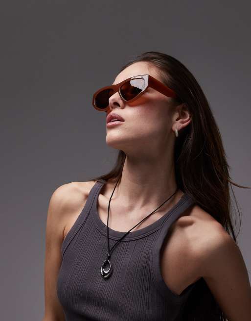 Topshop Napoli Angular Sunglasses In Milky Brown