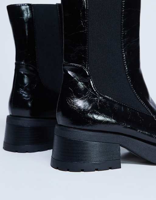 Topshop Narla Square Toe Chelsea Boot In Black