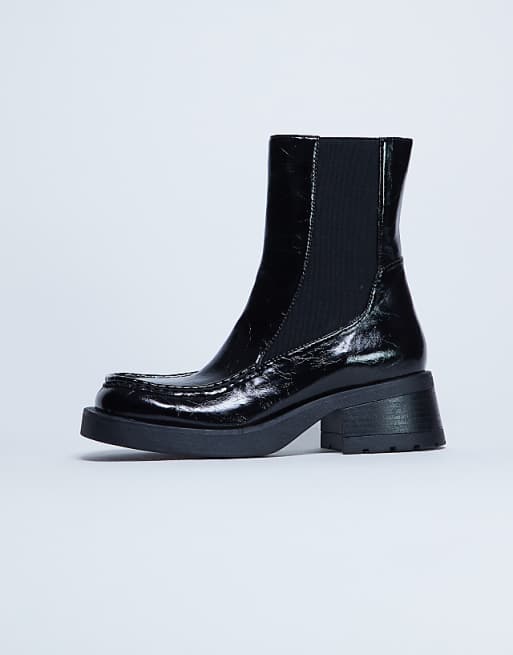 Topshop Narla Square Toe Chelsea Boot In Black