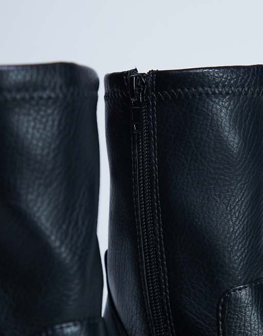 Topshop Niamh Block Heel Ankle Boot In Black