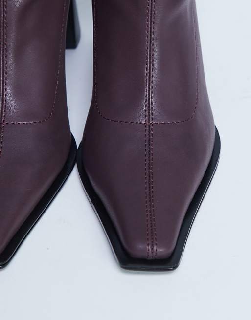 Topshop Nicky Chisel Toe Ankle Boot In Burgundy