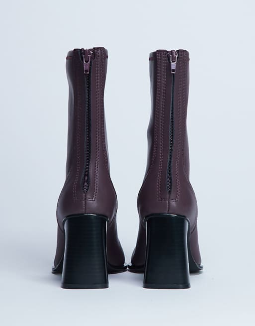 Topshop Nicky Chisel Toe Ankle Boot In Burgundy