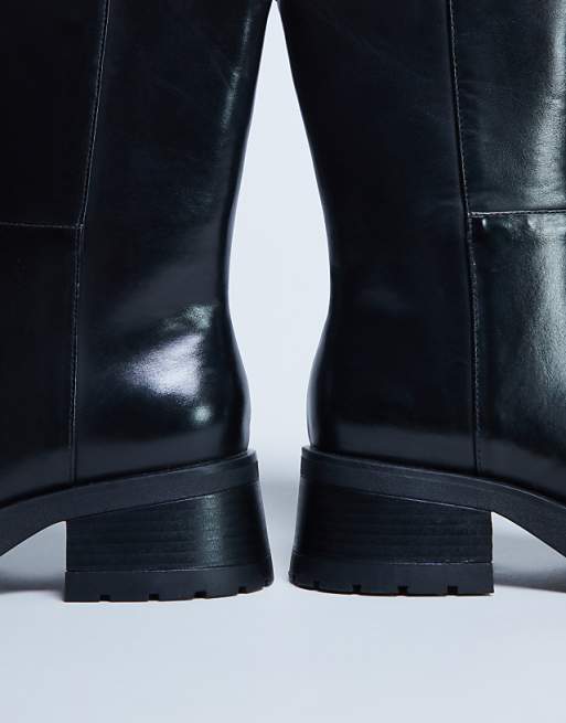 Topshop Nina Chunky Heeled Ankle Boot In Black