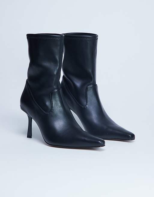 Topshop Noah point toe boot in black