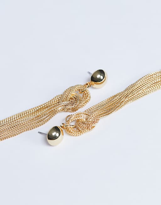 Topshop Perl Tassel Earrings In Gold