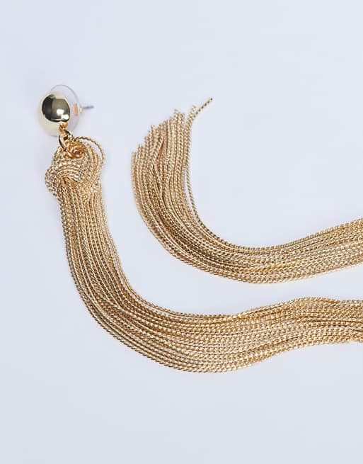 Topshop Perl Tassel Earrings In Gold