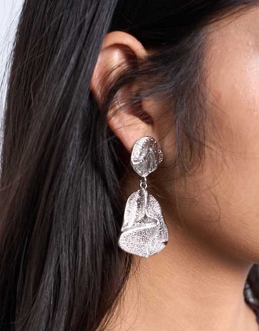 Topshop Portia Drop Earrings In Silver