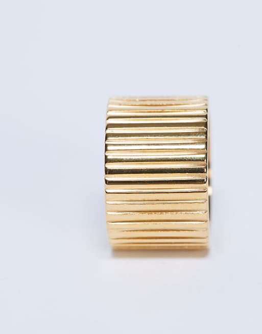 Topshop Rhodes Waterproof Stainless Steel Ring In Gold