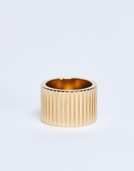 Topshop Rhodes waterproof stainless steel ring in gold
