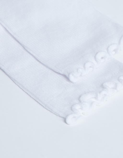 Topshop Ribbed Frill Socks In White