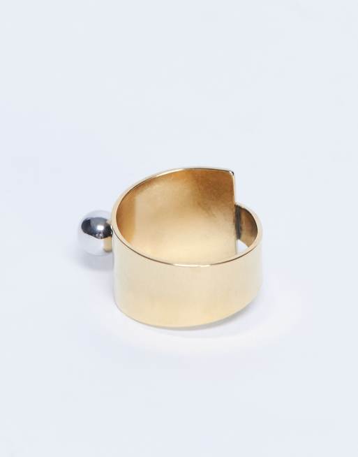 Topshop Ryan Waterproof Stainless Steel Wrap Ring In Gold