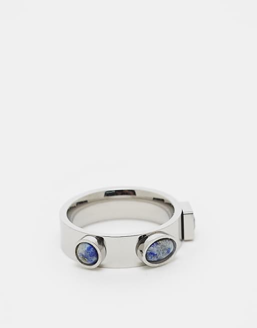 Topshop Sadie stainless steel ring with semi precious turquoise stones
