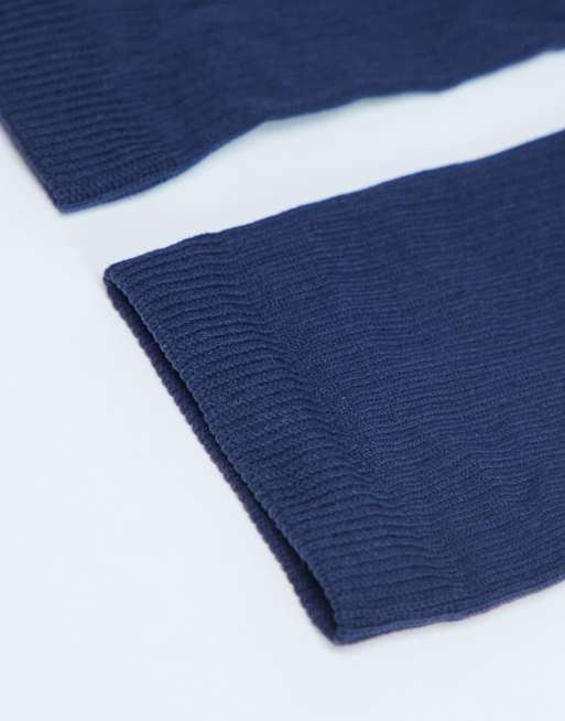 Topshop Sheer Ribbed Socks In Navy