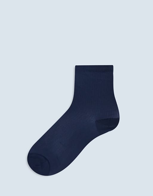 Topshop sheer ribbed socks in navy