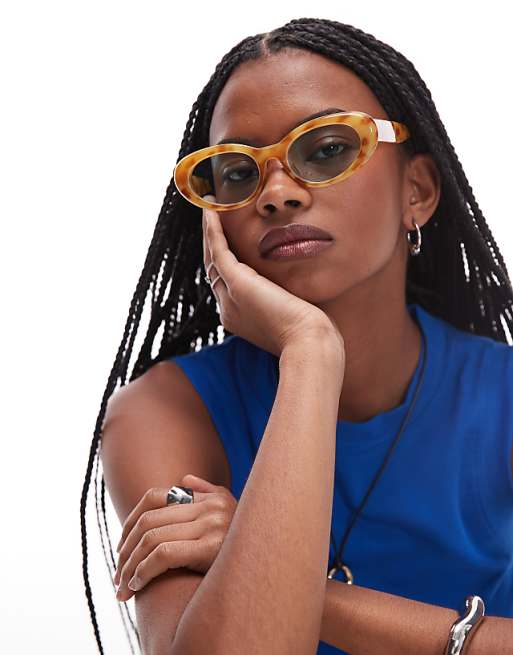 Topshop Sicily round sunglasses in milk tort