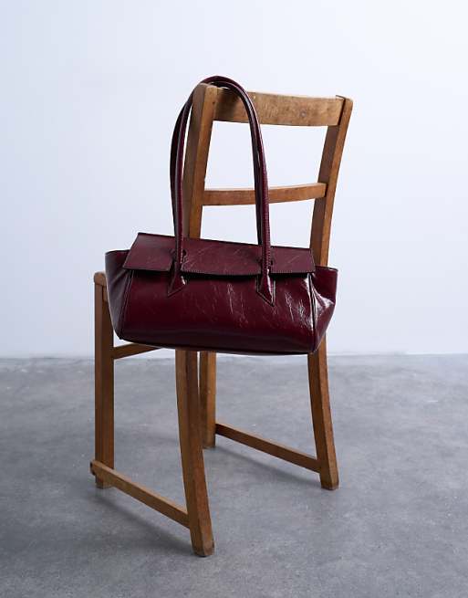 Topshop Sunny Shoulder Bag With Asymmetric Flap In Burgundy